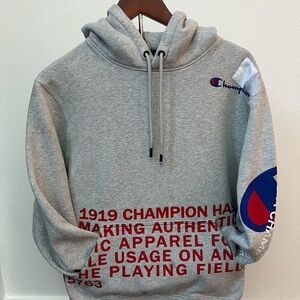 Champion Behind the Label Hoodie Gray L Graphic Sweatshirt Pullover Streetwear